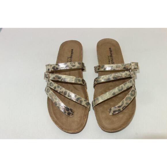 NEW Walking Cradles Leather Sandals Penelope Metallic Leopard Print Women's 8.5 - Picture 3 of 8